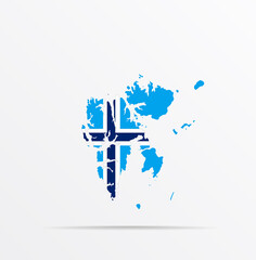 Vector map Svalbard, Spitsbergen, Spitzbergen combined with Svalbard flag.