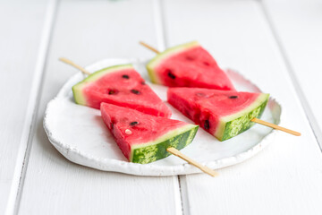 Fresh delicious watermelon sliced with mint and watermelon juice