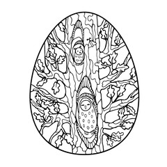 Vector Easter illustration cute owls in egg shape