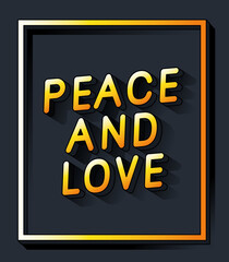 peace and love lettering design, typography retro and comic theme Vector illustration