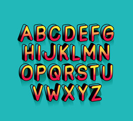 super hero alphabet font design, typography retro and comic theme Vector illustration