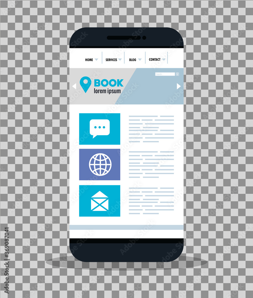 Poster mockup responsive web, concept website development in smartphone
