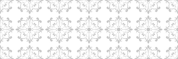 Floral seamless pattern. Gray design on white background