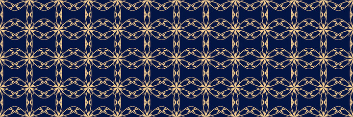 Golden blue floral seamless background