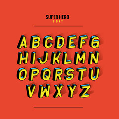 super hero font and alphabet design, typography retro and comic theme Vector illustration