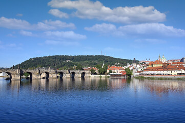 Fototapeta na wymiar Charles bridge over Vltava river Prague Czech republic