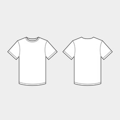 White men's t-shirt template. Front and back view. Vector illustration.