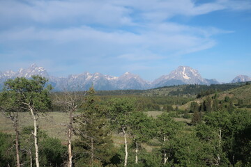 Grand Tetons mountain range in the distance