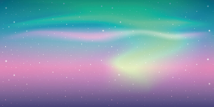beautiful aurora borealis background colorful starry sky vector illustration EPS10