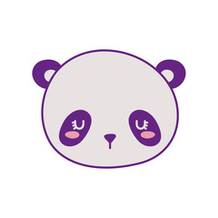 Cute panda bear face cartoon line and fill style icon design, Animal zoo life nature and character theme Vector illustration
