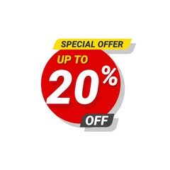 Discount. special offer up to 20% off Label Vector Template Design Illustration