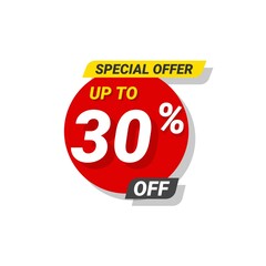 Discount. special offer up to 30% off Label Vector Template Design Illustration