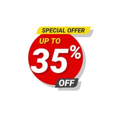 Discount. special offer up to 35% off Label Vector Template Design Illustration
