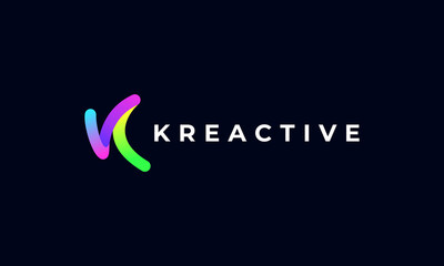 illustration vector graphic logo designs. pictogram, monogram logo letter K with colorful style