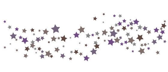 Falling confetti stars. Shades of purple, gray, brown stars. Holiday background. Abstract texture on a white background. Design element. Vector illustration, EPS 10.