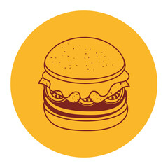 hamburger fast food, line style icon