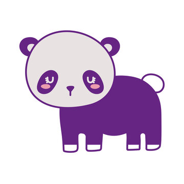 Cute panda bear cartoon line and fill style icon design, Animal zoo life nature and character theme Vector illustration