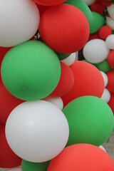 Air balloons. Inflatable multi-colored. Festive atmosphere. Background for design postcards