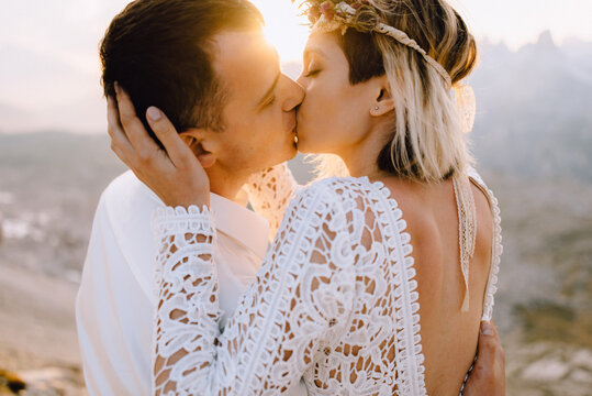 Beautiful sunset kiss