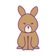 Cute rabbit cartoon line and fill style icon design, Animal zoo life nature and character theme Vector illustration
