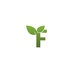Fototapeta na wymiar Letter F With green Leaf Symbol Logo