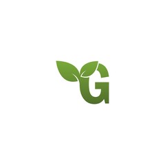  Letter G With green Leaf Symbol Logo