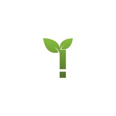 Letter I With green Leaf Symbol Logo