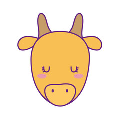 Cute giraffe face cartoon line and fill style icon design, Animal zoo life nature and character theme Vector illustration