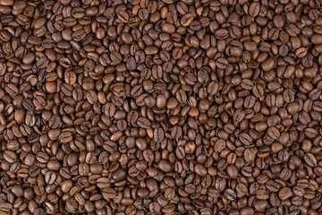Grains of coffee. Photo for the background on the theme of coffee.