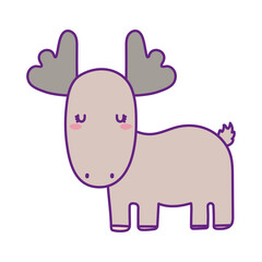 Cute reindeer cartoon line and fill style icon design, Animal zoo life nature and character theme Vector illustration