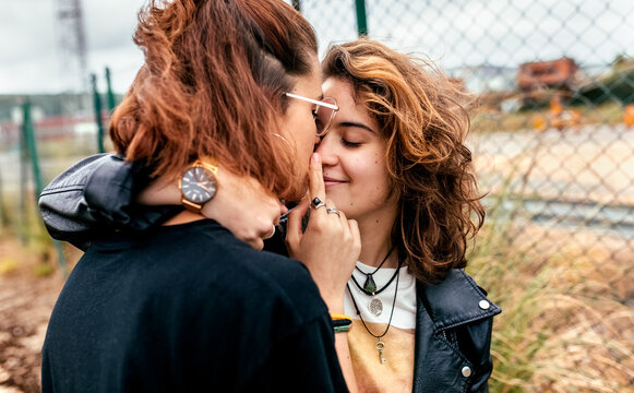 Couple in love in the city