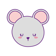 Obraz na płótnie Canvas Cute mouse face cartoon line and fill style icon design, Animal zoo life nature and character theme Vector illustration
