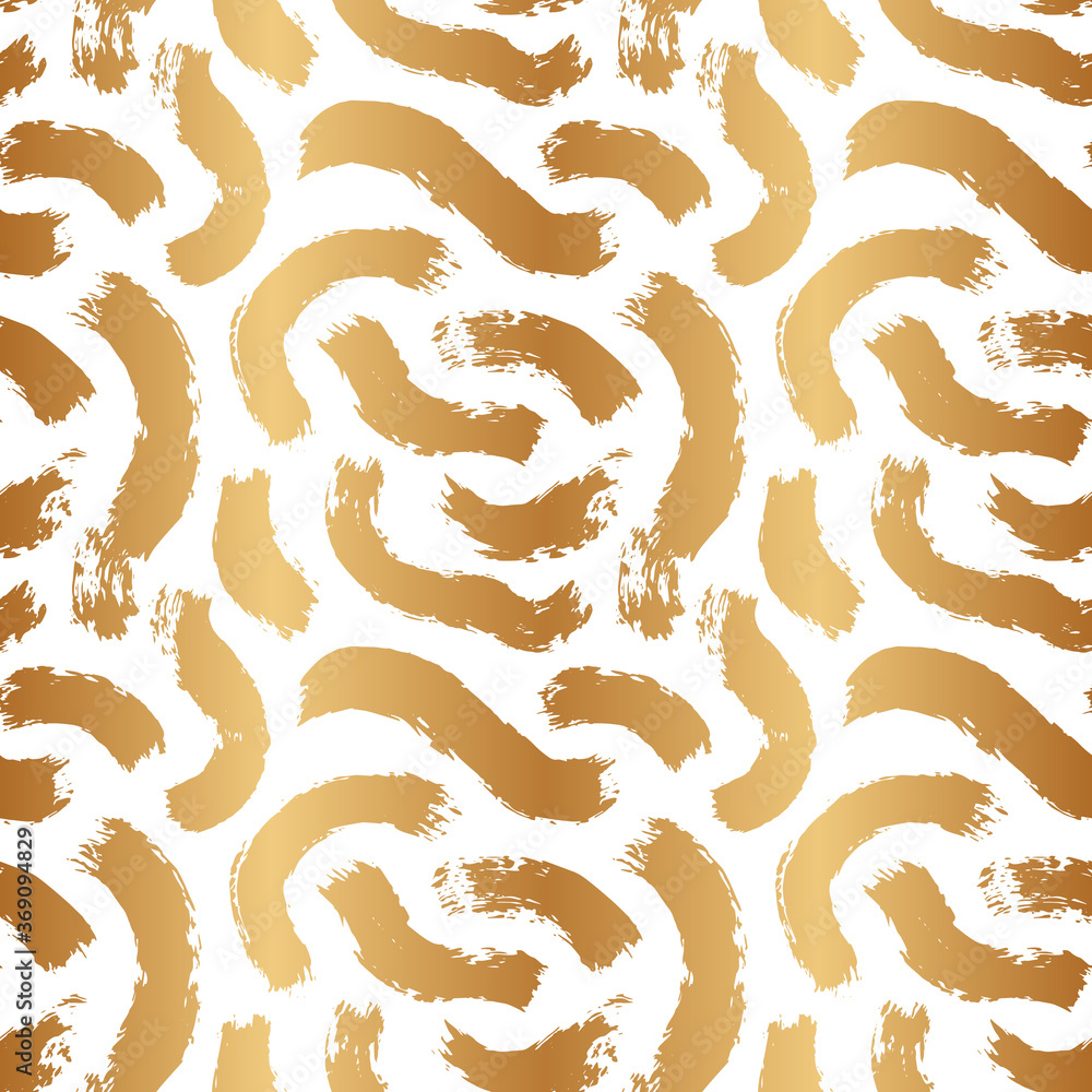 Aufkleber golden brush blots strokes. seamless pattern. pretty gold stripes. background with brushstroke bold 