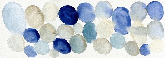 Colorful watercolor dots on white paper