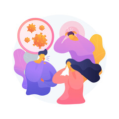 Coronavirus symptoms abstract concept vector illustration. Coronavirus test, most common symptoms, breathing problem, fever and cough, loss of taste or smell, severe state abstract metaphor.