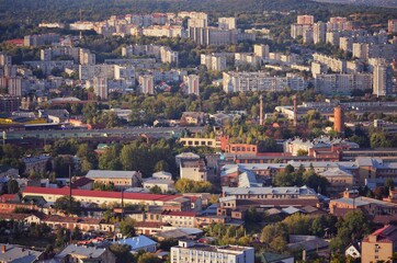 Fototapeta na wymiar Top view of city buildings
