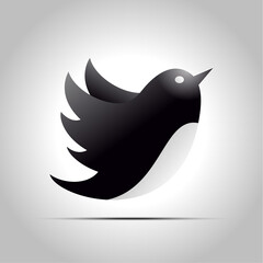 Vector black and white bird.