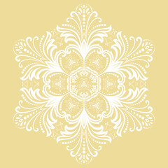 Elegant vintage white ornament in classic style. Abstract traditional pattern with oriental elements. Classic vintage pattern