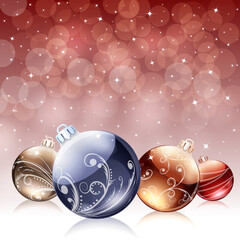 Vector Christmas card with bubbles and bokeh