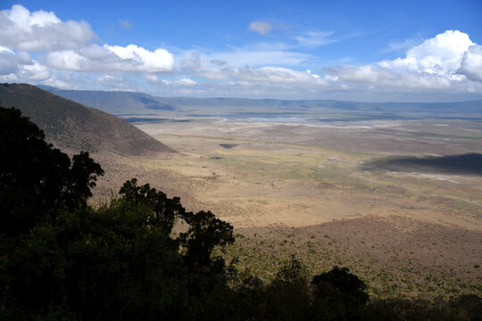 Aerial landscape of the crater of the Ngorongoro National Park