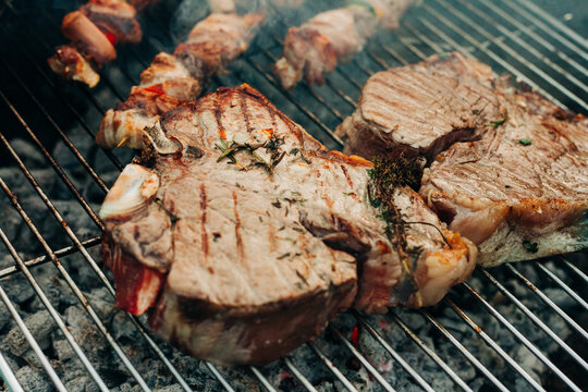 Grilling on a barbeque