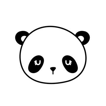 Cute panda bear face cartoon line style icon design, Animal zoo life nature and character theme Vector illustration