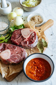 Veal meat on cooking board