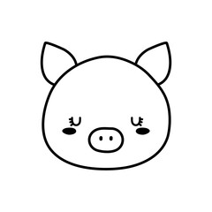 Cute pig face cartoon line style icon design, Animal zoo life nature and character theme Vector illustration