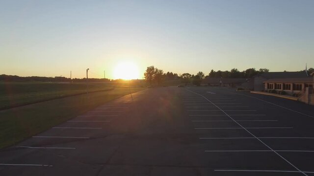 Aerial Over Feild and Road