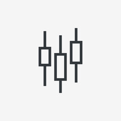 Candlestick chart icon. Stock marke exchange simbol. Vector illustration isolated on white background.