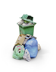 Dump and old bin isolated on white background