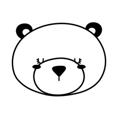 Cute polar bear face cartoon line style icon design, Animal zoo life nature and character theme Vector illustration
