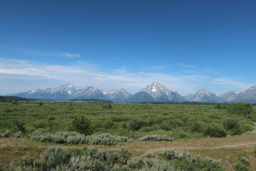 Large mountain range in the Tetons, Wyoming
