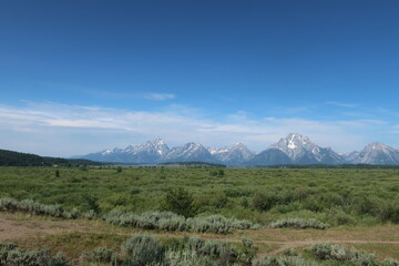 Large mountain range in the Tetons, Wyoming